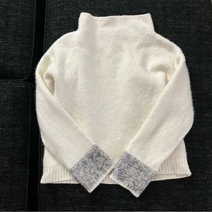 Loft Luxe Sweater in Off-White with Gray Cuffs